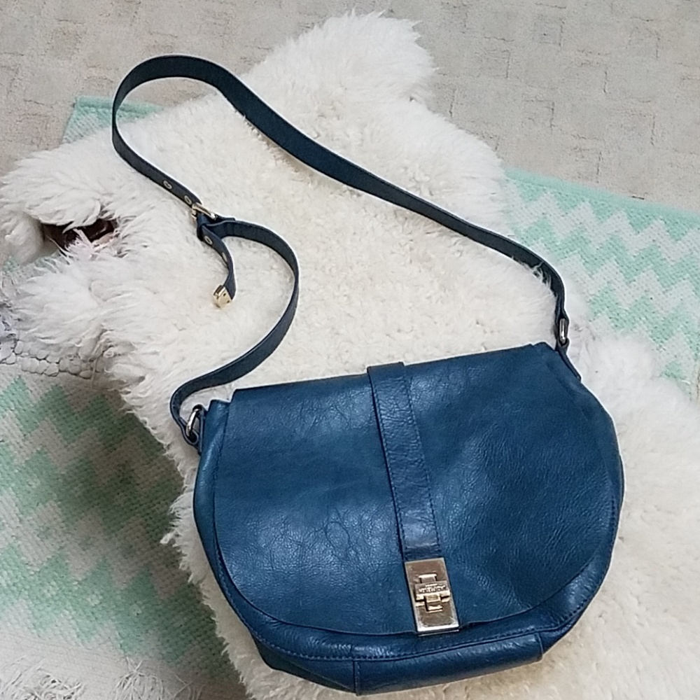 Jack French dark blue green leather bag